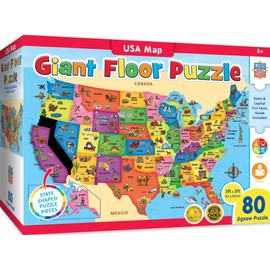 MasterPieces Floor Puzzle - Jumbo Size 80 Piece Jigsaw Puzzle for Kids - USA Map Shaped Puzzle - 3ftx2ft