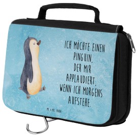 Parent-New - Mr. & Mrs. Panda Toiletry Bag Penguin Marching, blue, Hand drawn