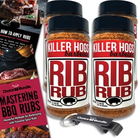 Killer Hogs Rib Rub Premium BBQ Barbecue Spice Seasoning 4 pk (45.36 oz) + Guide & Bottle Opener (6 Items)!