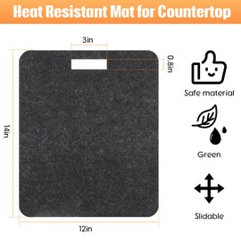 Baderke 2 Pcs Heat Resistant Mat Compatible with Ninja Crispi FN101g 12 x 14 in Air Fryer Pad with Sliding Function Heat Resistant Mats for Countertops Coffee Maker Microwave Oven Kitchen Supplies