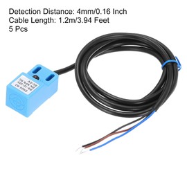 sourcing map Approach Sensor Inductive Proximity Sensor Switch NC Normally Close NPN 4mm Detection Distance, DC 10-30V SN04-N2, 3.9ft, 5Pcs