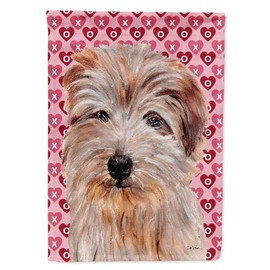 Caroline's Treasures SC9712GF Norfolk Terrier Hearts and Love Garden Flag Mailbox Flag Decorative Yard Flag Banner Outside Patio Artwork Yard Flower Beds, Garden Size, Multicolor