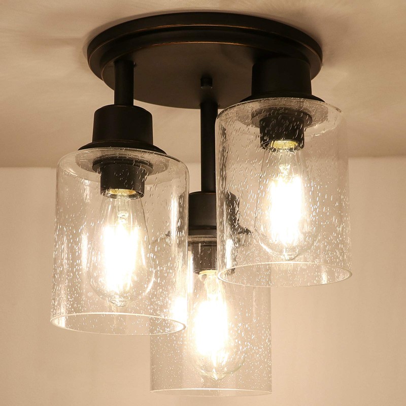 Semi Flush Mount Ceiling Light, 3-Light Close to Ceiling Light