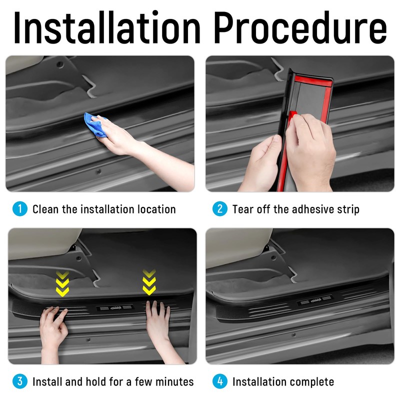 ZZEQYG 4 Pcs ABS Carbon Fiber Door Sill Protector Compatible