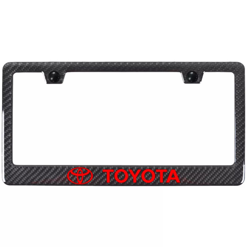 Toyota Logo Carbon Fiber License Plate Frame - Blue on