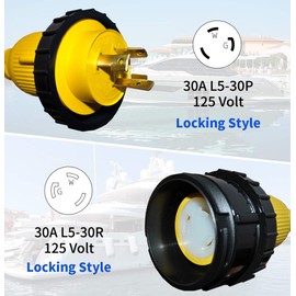 APEXSPORTS 30A, L5-30P to L5-30R,Marine/Generator/RV Extension Cord, with Easy Handle & LED Power Indicator. for RV, Trailer, Marine, Generator and Food Truck. 100% Copper Electrical Cord. 30Ft