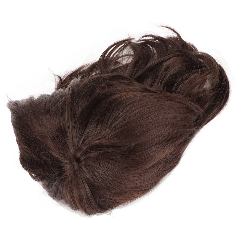 Men Wig Short Brown Straight Breathable Inner Mesh Soft Fluffy
