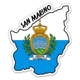 Squiddy San Marino Map with Flag - Vinyl Sticker Decal for Phone, Laptop, Water Bottle - 3"