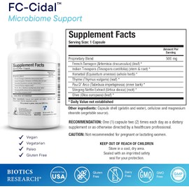 Biotics Research FC Cidal™ Herbal Blend Complete GI Gut Health for Women & Men- 500 mg/Serving - 7 Herbs Proprietary Blend Supplement Supports Healthy GI Function and Microbial Balance 120 Capsules