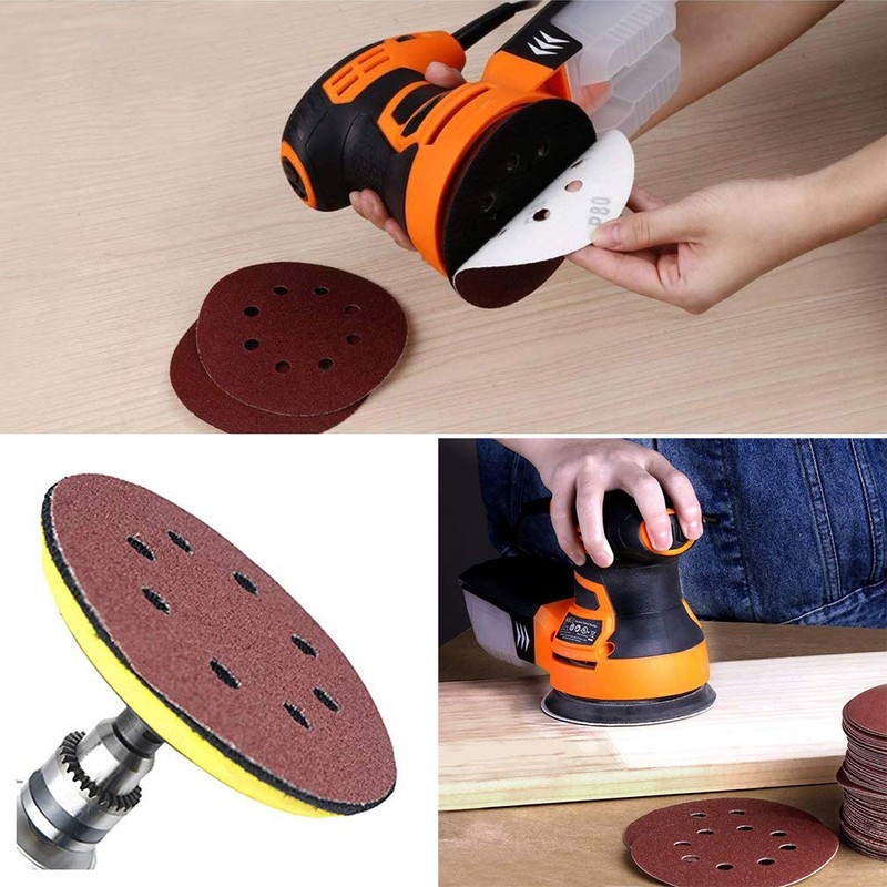 50 Pieces WooZuu 8 Holes Sanding Discs Pads 80 Grit