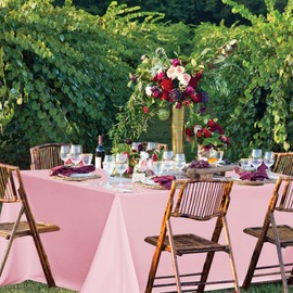 sancua Rectangle Tablecloths for 6 Foot Tables, 6 Pack - Washable Polyester Fabric Table Cloth for Wedding Party, Birthday, Banquet Reception, 54x108 Inch, Pink