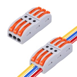 30pc Inline Compact Splicing Wire Connectors, USUPERINK 3 in 3 Out Inline Wire Connector, Push Quick Lever Wiring Nuts for 28-12 AWG, Electrical Connectors Terminals, Working Range Max 32A 600V