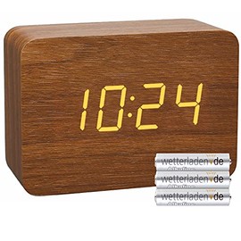 TFA Dostmann Design Funk-Wecker in Holz-Optik Clocco, 60.2549, Kunststoff, L 100 x B 41 x H 70mm