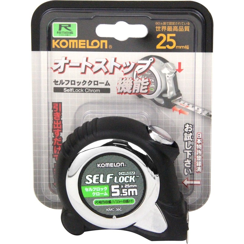 Komelon KMC-36C Convex Self-Locking Chrome 25 Tape Width 1.0 inch