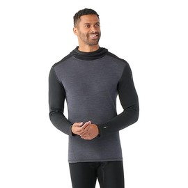 Smartwool Men's Classic Thermal Merino Base Layer Hoodie Black-Charcoal Heather L