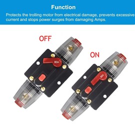 WOHHOM 30A 40A 50A 60A 80A 100A 150A Audio Circuit Breaker Auto Car Stereo Inline Fuse Holders Inverter, Manual Reset 12V-24V DC for Automotive Marine Boat Audio System Protection (80A)