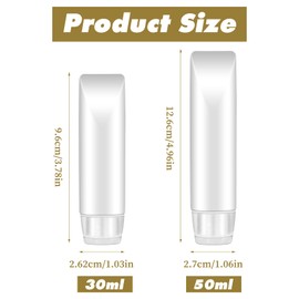 Classicseali Pack of 6 Refillable Empty Tubes, Small Liquid Containers, Leak-Proof, Transparent, Travel Bottles for Toiletries, Made of Plastic, for Shampoo, Conditioner and Lotions (30/50 ml)