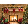 CHAIYA 7x5ft Christmas Fireplace Backdrop for Family Portrait Studio Winter