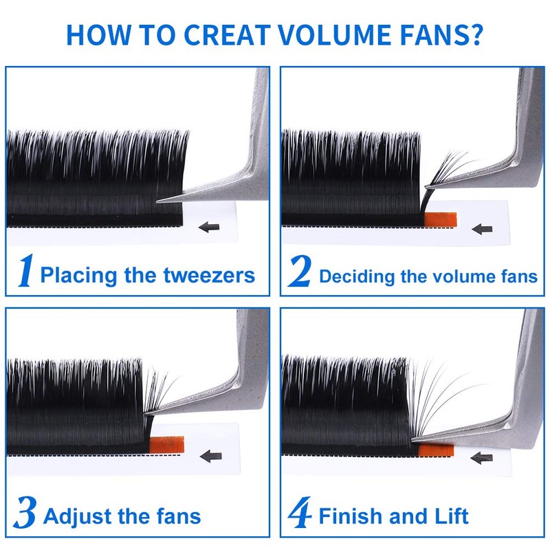 Easy Fan Lashes, 0.07 Self-Fanning Eyelash Extensions for Volume Technique,
