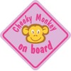 Castle CHEEKY MONKEY ON BOARD Pink Diamond Hanging Car Window