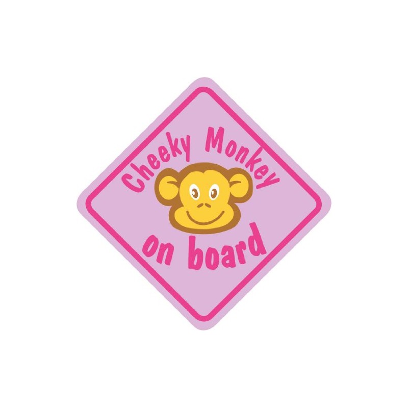 Castle CHEEKY MONKEY ON BOARD Pink Diamond Hanging Car Window