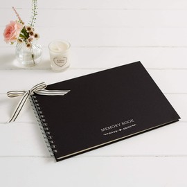 ANGEL & DOVE Luxury A4 Funeral Memory Book & 2 Signs Set (Black) - Condolence, Memorial, Celebration of Life