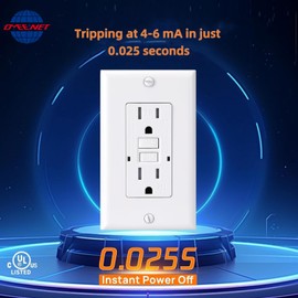 OMEENET 15 Amp GFCI Outlet, Tamper Resistant, Self Test GFI Receptacle with 2 LED Indicator, 15Amp Ground Fault Circuit Interrupter Outlet for Kitchen,Bathroom,Indoor Use, UL Listed, White (1 Pack)