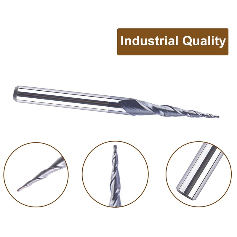 SpeTool 5Pcs Tapered Ball Nose Carving End Mill 1/8 inch