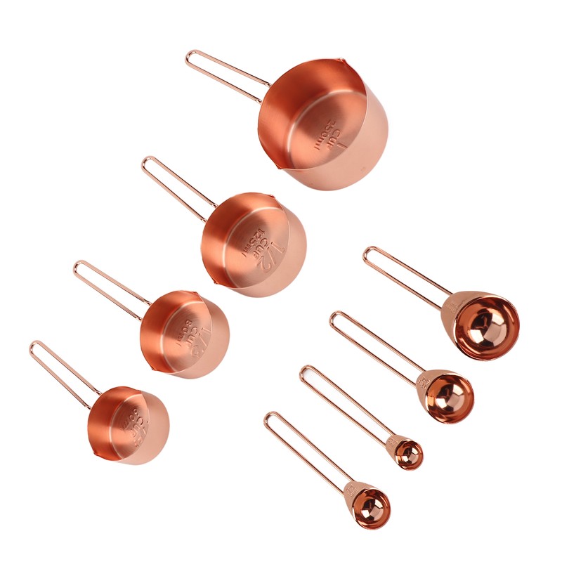 8Pcs Stainless Steel Measuring Cup Spoon Set with Scales Home