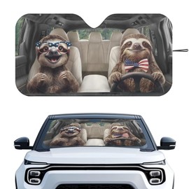 Tuoxiukan Patriotic Sloth Car Windshield Sun Shade Foldable Funny Auto Sun Heat and UV Rays Blocker Vehicle Interior Sunshade Universal Protector for Cars Truck Van SUV