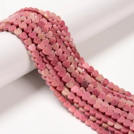 Unbranded Natural Pink Petrified Rhodonite Heart Shape Beads Size 6mm 15.5'' Strand
