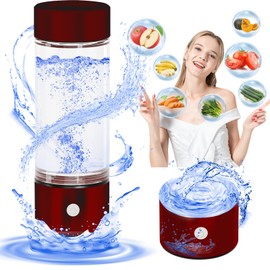 2024 Hydrogen Water Bottle, Portable Hydrogen Water Bottle Generator, 3Min Quick Electrolysis,Hydrogen Water Ionizer Glass Health Cup Suitable for Travel, Exercise,Home,Gift for Love(Red)