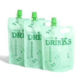 QQ Studio Green Drink Pouches Matte Plastic Drink Bags Adult and Kids Juice Bags Drinking Pouches for Ice Cold Beverage Secret Crusie Bags for Shakes (15, 5x-6.75oz-11.8oz)