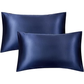 Satin Pillow Cases 4 Pack - Pillowcase for Hair and Skin Luxury Satin Silk Pillowcases with Zipper Closure Satin Pillow Case Standard Satin Silk Pillowcase (Navy Blue, 50x75cm-4 Pack)