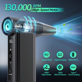 LYDARZ Violent Mini Jet Fan, Compressed Air Duster 130000 RPM Cordless Powerful Blower with High Speed Duct Fan, Brushless Motor Jet Dry Fan for Electronics Cleaning, Cars and Home Appliances