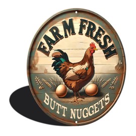Fresh Butt Nuggets - Vintage Metal Signs Chicken Coop Signs for Farm Yard Decor 8×12 in (2495)