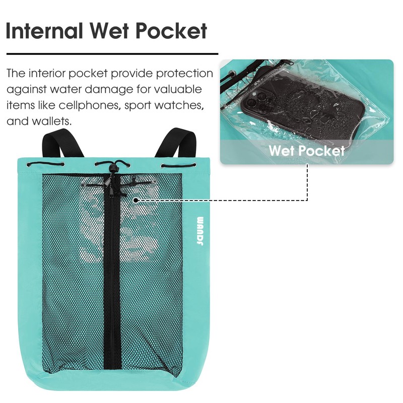 WANDF Swim Bag Mesh Drawstring Backpack Beach Backpack for Swimming,