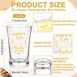 RZJSLSHANHAI 36 Sets Happy Thanksgiving Shot Glasses Reusable Acrylic Thanksgiving Party Drinking Cups Fall Shot Glasses Bulk with Thank You Tag Organza Bag Twine Thanksgivin-g Party Favor for Guest