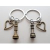 JewelryEveryday Bronze Chess Piece Charm Keychains with Heart Charms, King