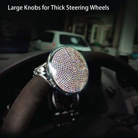 Large Steering Wheel Knob Spinner Bling - Compatible with Thick Steering Wheels, Smooth Suicide Knob with Bearing Easy Installation - Suitable for SUV, Trucks, Vans and Sport Steering Wheels