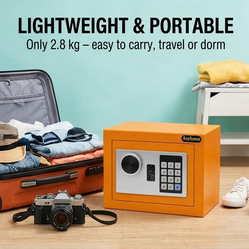 Mini Safe Box, Small Money Safe with Digital Keypad &
