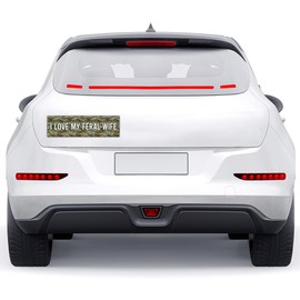 BAVAHA I Love My Feral Wife Bumper Sticker Husband Romantic Sayings Sticker Humor Sarcasm Funny Husband Wife Married Life Sticker Gift Idea For Lover Wife Girlfriend on Valentine Anniversary[11.5"x3"]