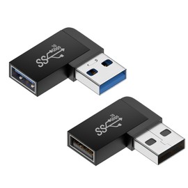 HENGBIRD USB 3.0 Angled Connector 90 Degree, USB Angle Plug 90 Degree Plug, USB A Male to Female Coupler Male, USB 3.0 Left Angle and Right Angle Adapter Pack of 2