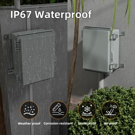 Joinfworld Outdoor Electrical Box Waterproof Junction Box Plastic Outdoor Weatherproof Electrical Enclosure Box Outside 8.7x6.7x4.3