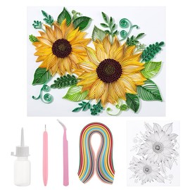 PH PandaHall Paper Quilling Kit 360pcs Paper Quilling Strips Sunflower Quilling Patterns Template Board Quilling Patterns DIY Crafts Set for Beginner Adults 24.5x21cm