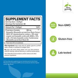 Terry Naturally Boswellia Plus Frankincense Oil - Joint Support Supplement to Support Mobility & Joint Comfort - Support Cellular Health with Boswellia & Frankincense Oil - 60 Softgels