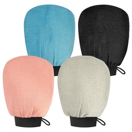 4 Stück Körperpeeling-Handschuh, Körper-Peeling-Handschuh zum Entfernen abgestorbener Haut, Peeling-Handschuhe, ideal für Männer und Frauen, Tiefenreinigung von Poren, Exfoliating Gloves für Bad und