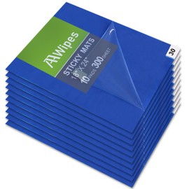 AAwipes Sticky Mat 18" x 24" 10 Packs, 30 Sheets/Packs, 300 Sheets Total Blue Tacky Pads for Cleanroom Laboratory Hospital Construction Pets