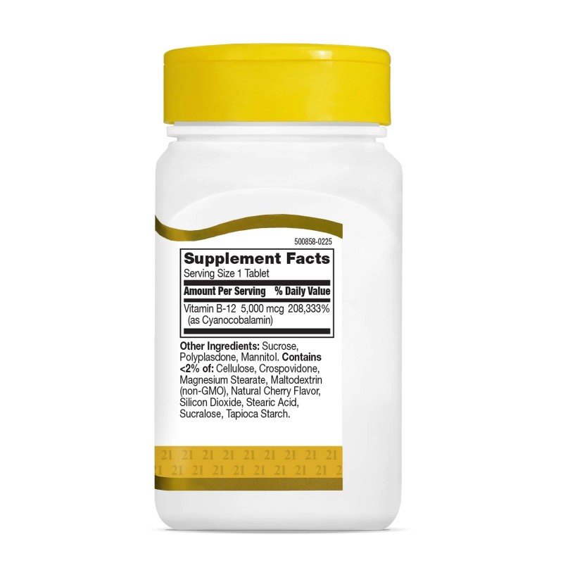 Hi Potency Sublingual Vitamin B12 5000 mcg 110 Count Wheat