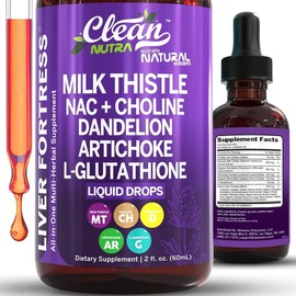 Clean Nutra Liver Fortress | Milk Thistle NAC Liver Cleanse Detox & Repair Supplement Liver Support Liquid Drops | Dandelion Extract, Artichoke, Chanca Piedra:_2 Bottles